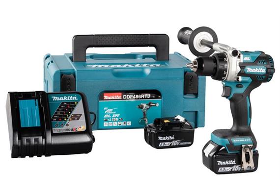 Makita Akku Bohrschrauber LXT 18V DDF486RTJ 130/65Nm inkl. 2x 5Ah Akku + Ladegerät