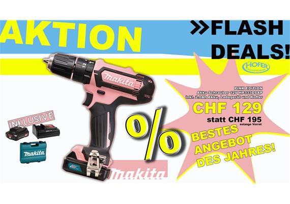 MAKITA Li-Ionen Akku Bohrschrauber 12V 2Ah HP333DSAP ROSA mit Ladegerät+Akku