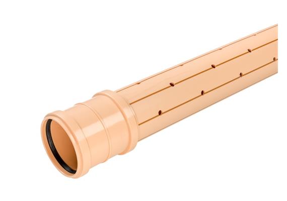 Sickerrohr gelocht PP beige SN8 NW160 Ø 160 x 5.5mm L 6m hellbraune Streifen inkl. Dicht,