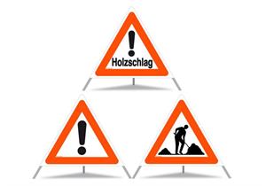 TRIOPAN Faltsignal 90 1x Holzschlag 1x Baustelle 1x andere Gefahren N (tagesleuchtend) rot